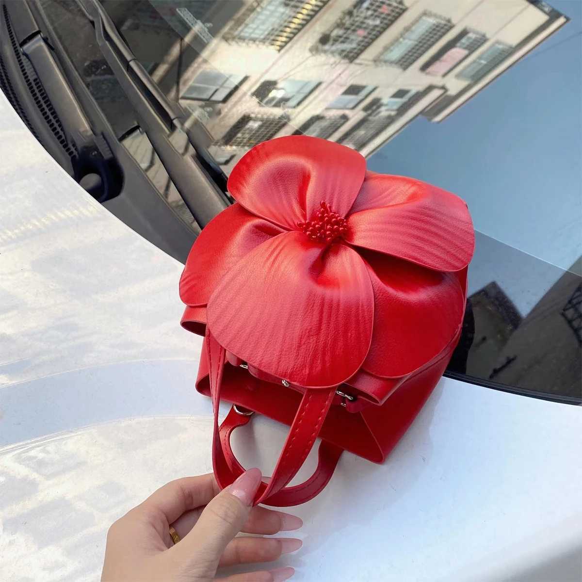 JIOMAY Bucket Purse Flower Bag French Mini Tote Bag PU Leather Handbags Luxury Designer Drawstring Makeup Bag High Quality Z250220