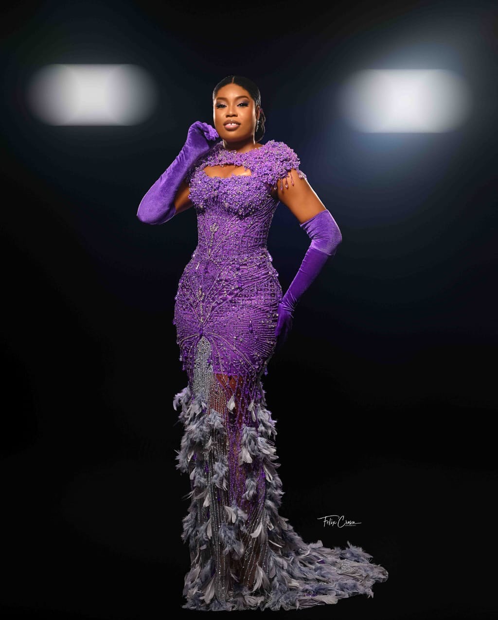 Purple Mermaid Prom Dresses 2025 Feather Crystals Pearls Sequined Evening Formal Party Second Birthday Engagement Gowns Plus Size Dress For Special Oc