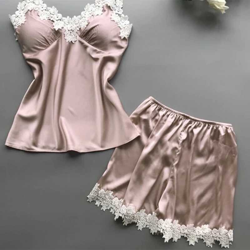 Fashion Sexy Lace Suspenders Loose High Waist Shorts Pajamas Two Piece Set For WomenXJ250220