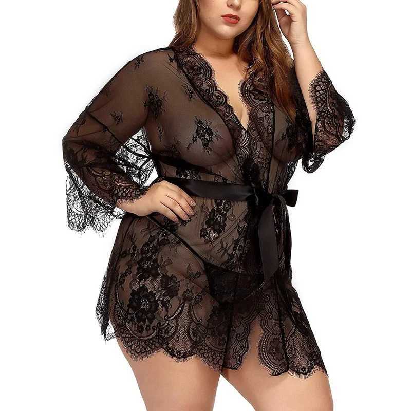 Lingerie Set Hollow Out Red Peignoirs set Lace Robes and Underwear Sleepwear Women For Sex 18 Exotic ApparelXJ250220