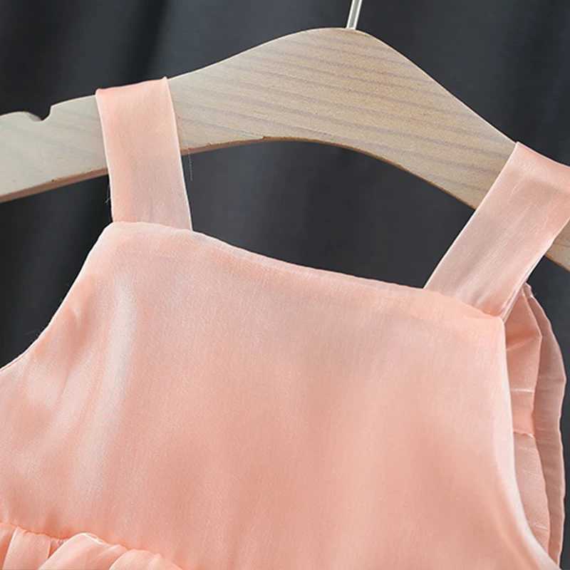 Summer Baby Girl Birthday Party Princess Mesh Evening Dresses Sweet Solid Color Bow Knot Sleeveless Lightweight Children Clothes X250220