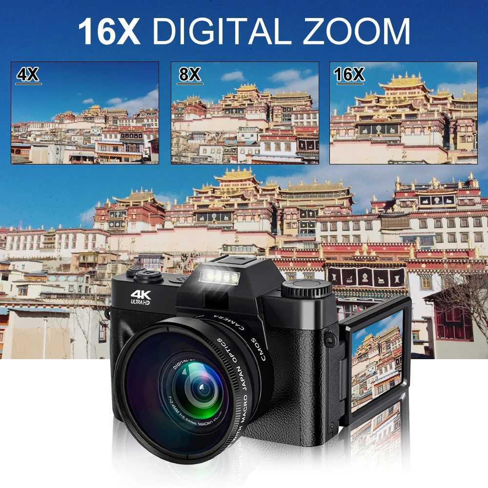 Digital Camera 4K 48MP WIFI 16X Digital Zoom Camcorder 3 Inch Flip Screen Recorder Web Cam Vintage Vlog Video Recorder YouTube Z250220