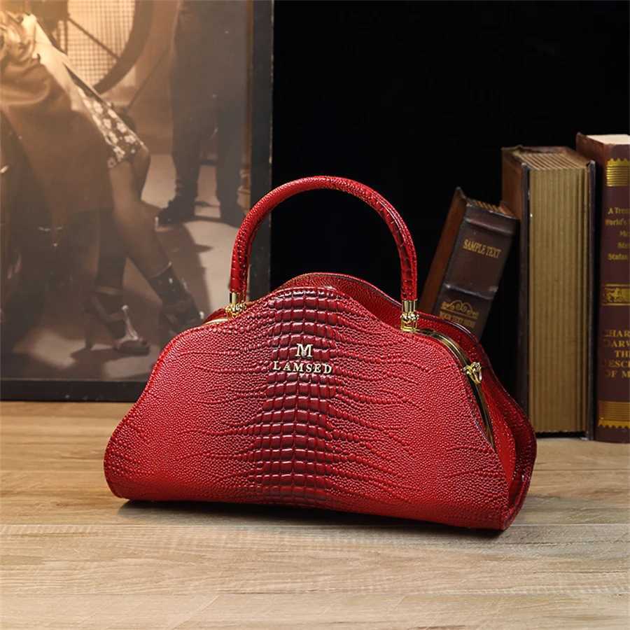 Vintage Crocodile Print Tote Bag PU Shoulder Bag Womens Fashion Handbag Satchel Purse Girl Pink Elegant Cloud Bag Z250220