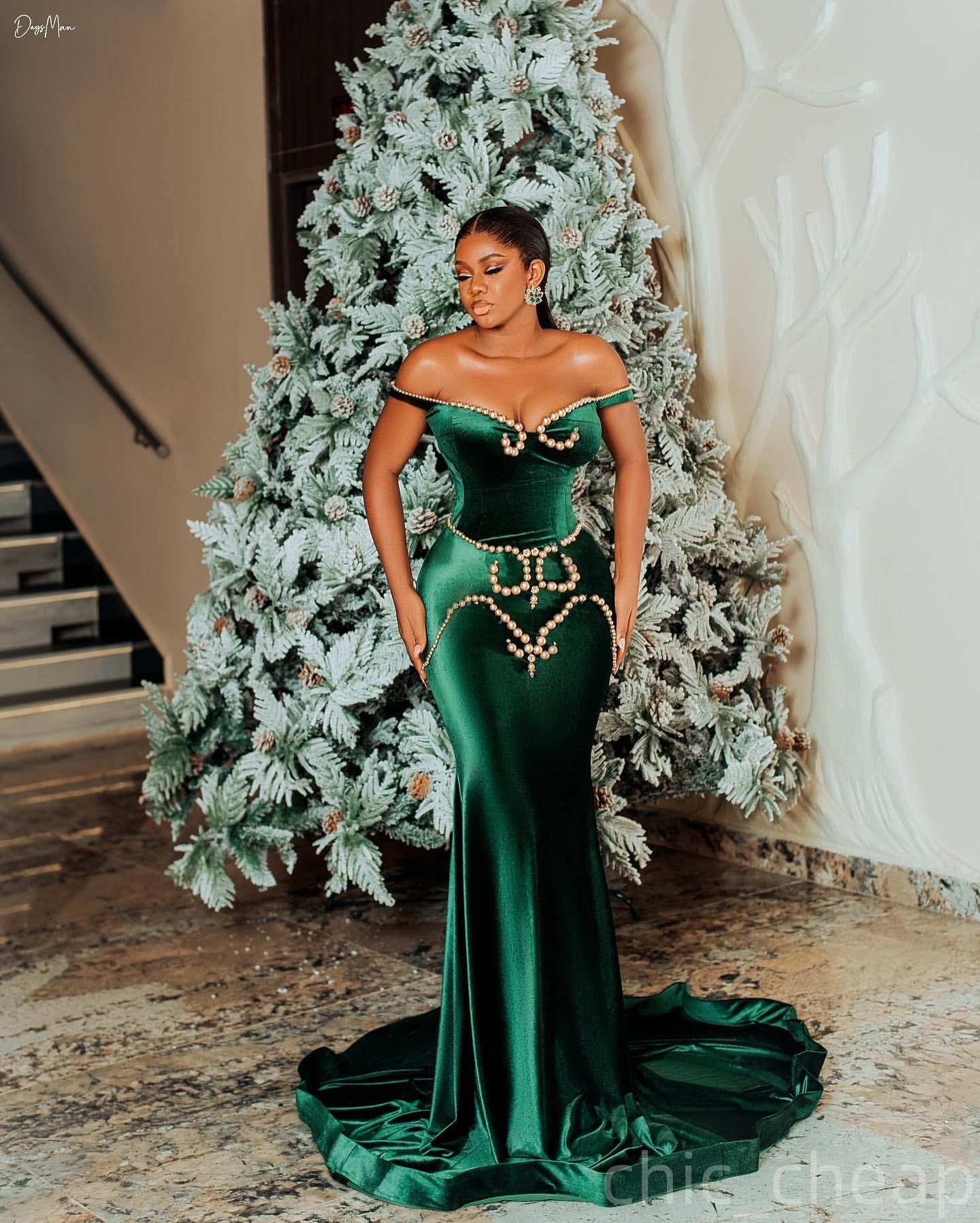 Dark Green Mermaid Prom Dresses 2025 Pearls Velvet Sweetheart Evening Formal Party Second Birthday Engagement Gowns Plus Size Dress For Special Occasi