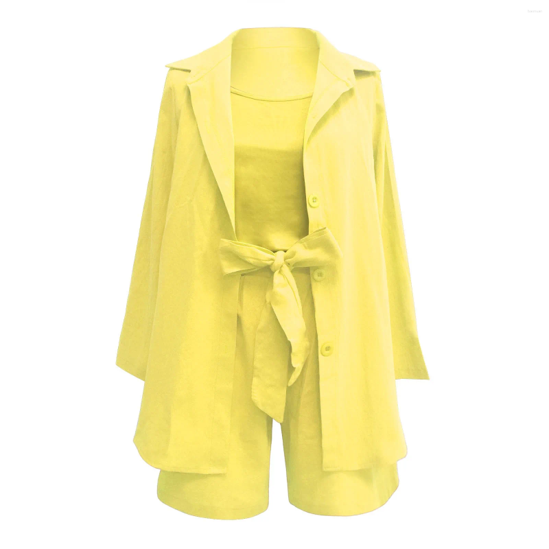 Womens Tracksuits Elegant Ladies Clothes Set Summer Solid Color Casual Three Piece Top Suspender Shorts Swimwear For Women With