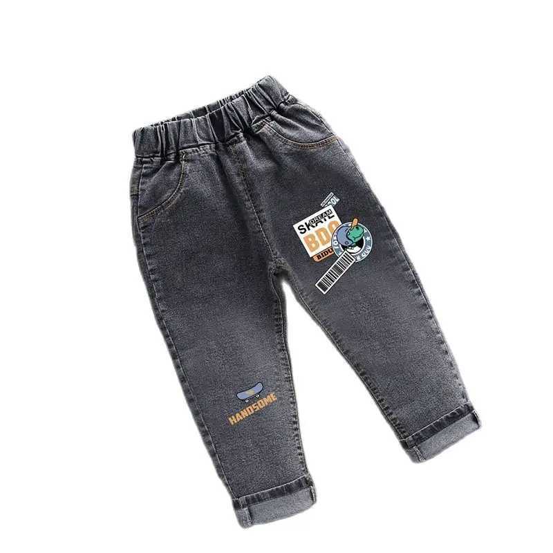 New Childrens Fashion Jeans Spring/Summer Printed Small Boys Loose Elastic Waist 1-6 Year Old Boys Jeans Z250220