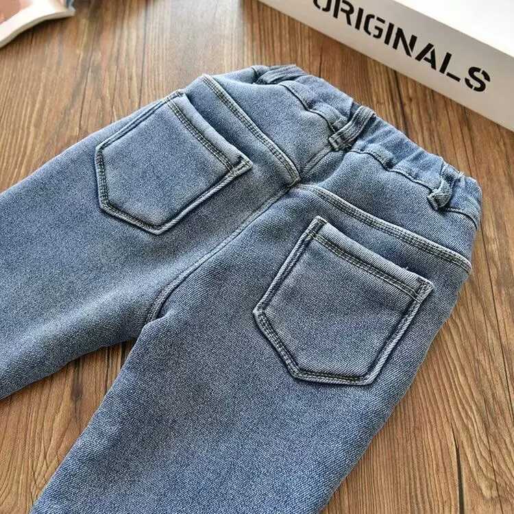 Velvet Winter Warm Pants Jeans for Girls Fall Trousers Outerwear Clothes Teenagers Kids Childrens Clothing Boy Jeans Z250220