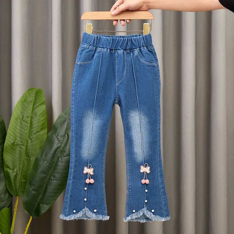 Spring and Autumn Childrens Baby Girls Jeans Baby Girls Jeans Casual Girls Jeans Childrens Clothing Childrens Bell Bottom Jeans Z250220