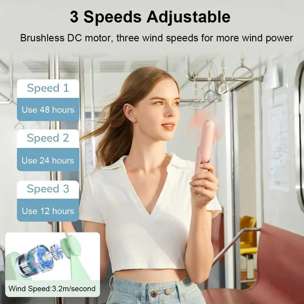 Electric Fans Portable Fan Mini Handheld Fan 2000mAh USB Rechargeable with Handy Power Bank Small Hand Held Foldable Pocket Fan for Travel H250220
