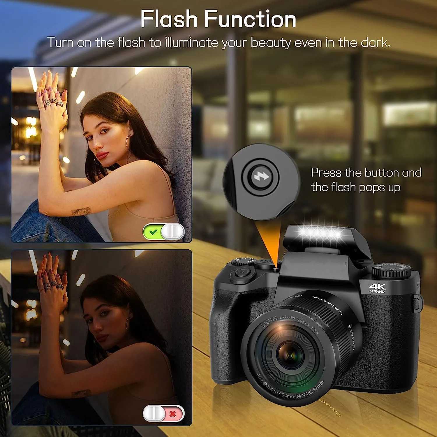 64MP Digital Photo Camera SLR DSLR For Photography Auto Focus 4K 60FPS Vlog Camcorder 16X Zoom Camera Youtube Livestream Webcam Z250220