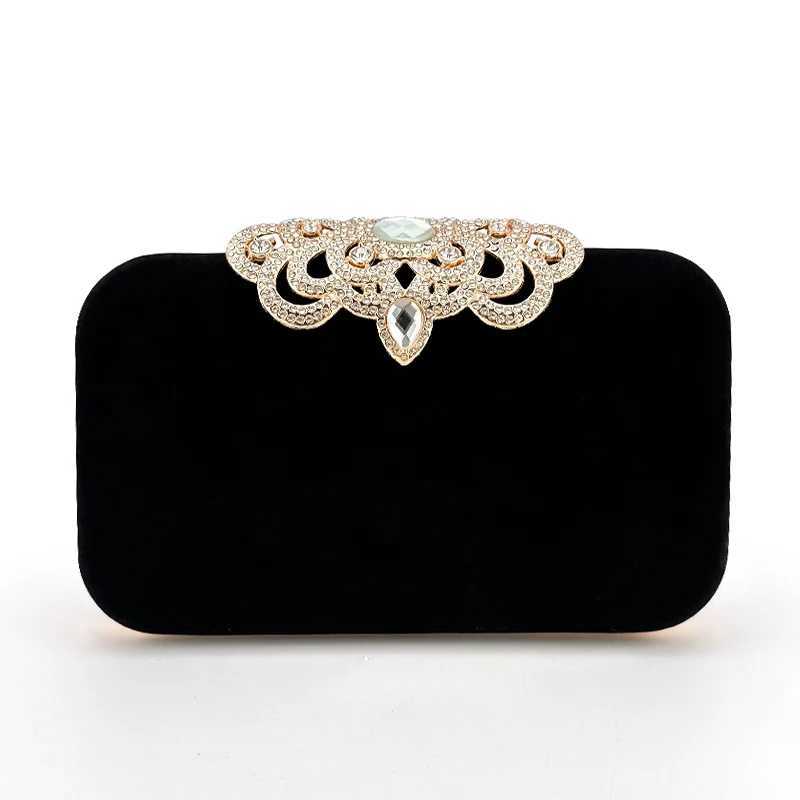 Velvet clutch bag fashionable rhinestone decorative handbag carnival music festival womens dinner party square bag Z250220
