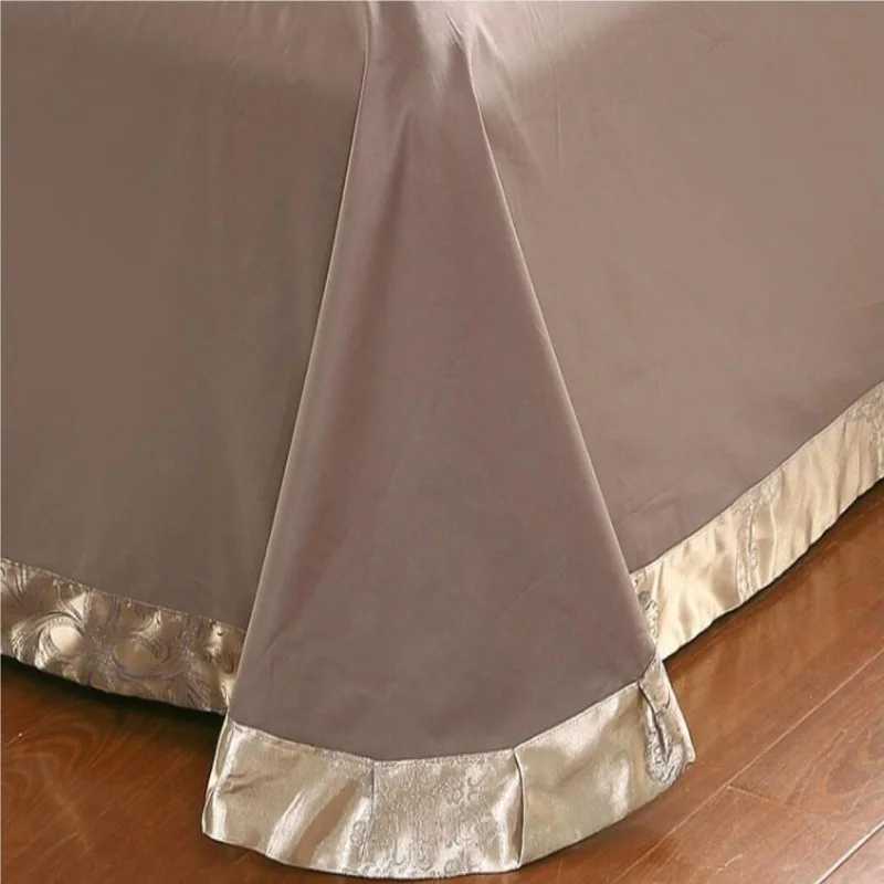 Luxury Jacquard Bedding Set Cotton Duvet Cover Lace Satin Bed Sheet Pillowcases King and Queen Size Bedspread Home Textiles 4PCsXJ250220