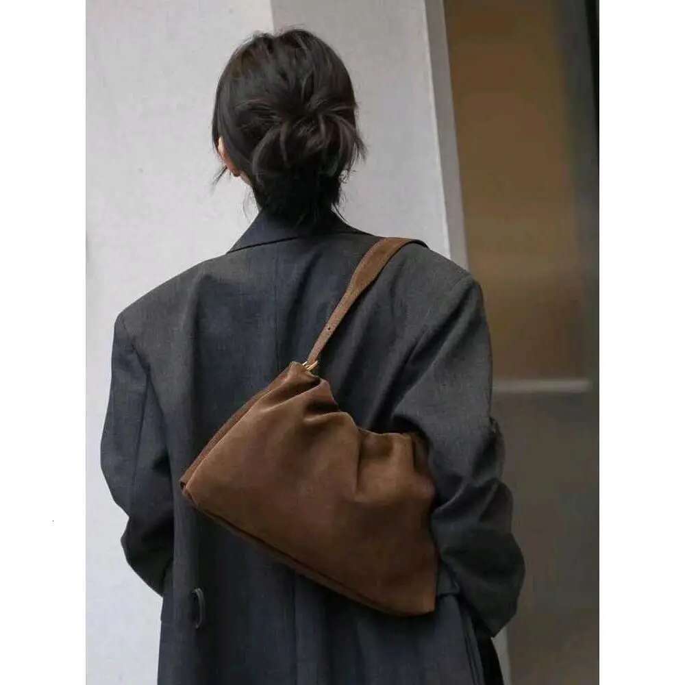 FIRMRANCH Retro Elegant Fashion Versatile Matte Suede Leather Fold Design Women's Single Shoulder Underarm Bag Diagonal Purse