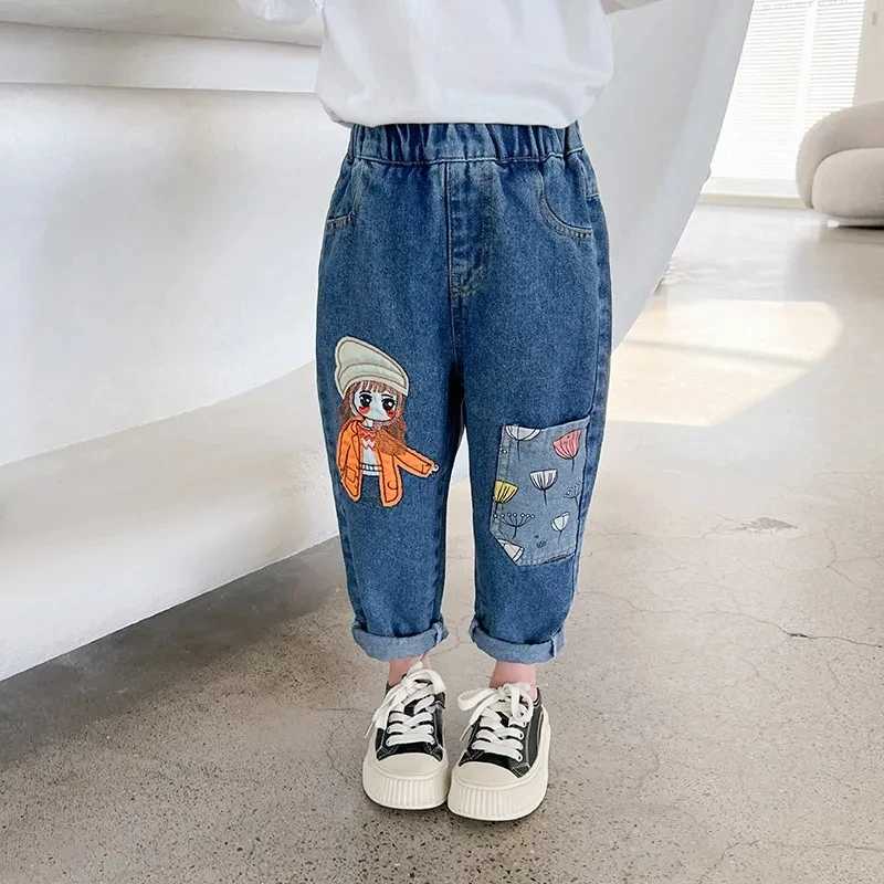 Autumn Toddler Kids Denim Pants for Girls Cute Velvet Warm Jeans Baby Soft Strentch Jeans fits 2-10 Year Kids Trousers 8 Z250220