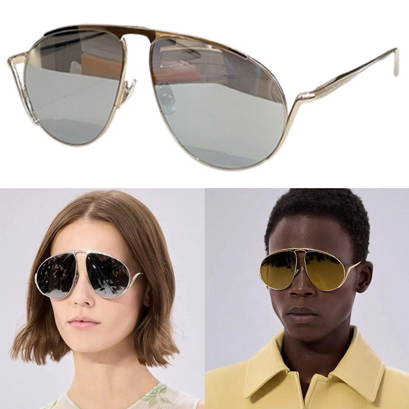 Luxury mens designer pilot sunglasses 40168 womens fashionable casual metal frame oversized oval glasses with box