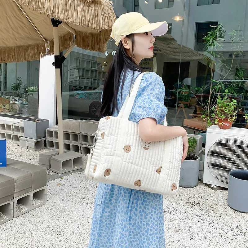 PANGDUBE 36*12*24cm Baby Diaper Bag Mommy Shoulder Bag Embroidery Quilted Mom Bag for Stroller Handbags for Baby Stuff X250220