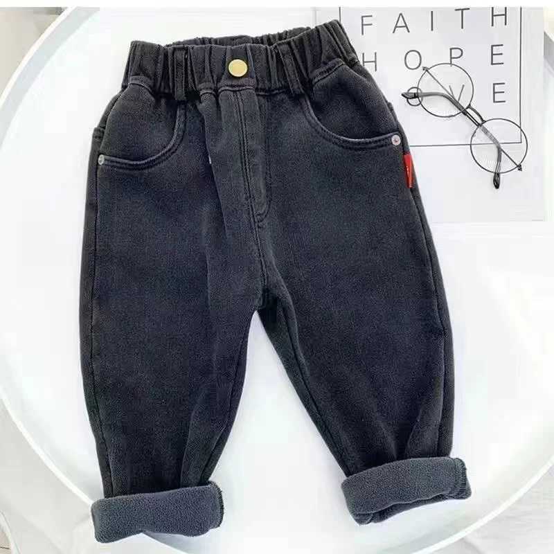 Baby Winter Jeans Children Thick Velvet Warm Denim Pants for Girls Slim Leggings Kids Blue Fleece Trousers 2024 New Z250220