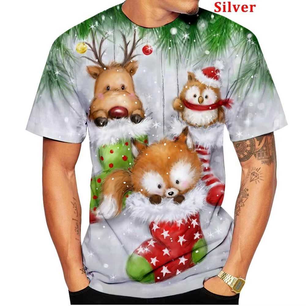 Mens Clothing with Christmas Tree 3d PrintMens T-shirtLarge Size Casual Loose T-shirt W250220