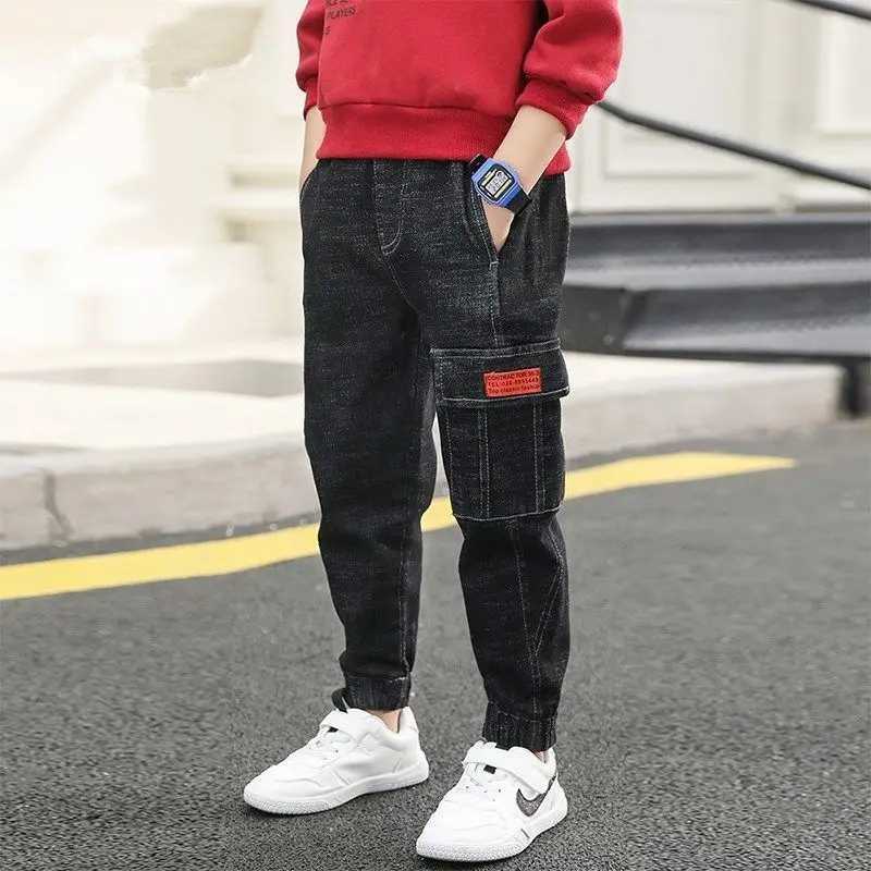 Teenage Kids Pure Color Jeans Baby Boys Clothes Classic Bottoms Kids Denim Clothing Long Pants Boy Casual Trousers 4-12 Years Z250220