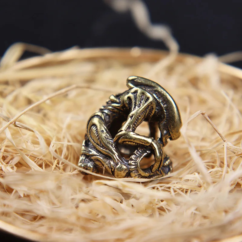 Brass Alien Figures Paracord Beads Woven Lanyard DIY Pendant Jewelry Accessory Metal Charms for Bracelet EDC Survival Knife Bead 250213