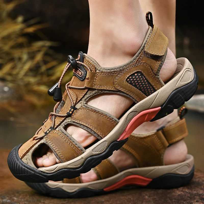 New Arrival Summer Genuine Leather Men Sandals Outdoor Casual Non-slip Mens Wading Shoes Lightweight Breathable Mens Beach Sandals T250220
