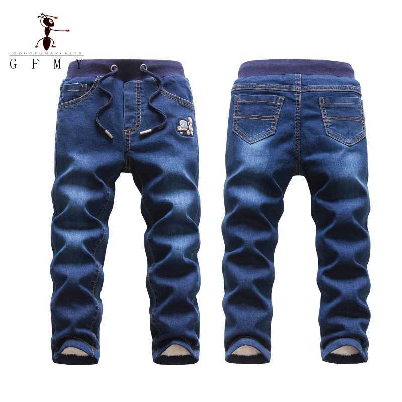 GFMY Winter Jeans 2024 Boys Plus Velvet Keep Warm Jeans Cotton Toddler Childrens Fashion Outdoor Straight 3-7Y Pants 1822 Z250220