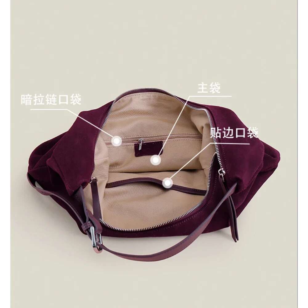 Elegant Large Capacity Casual Winter Travel Tote Matting Coffee Camel Color Nubuck Leather Women Hobo Handbag Commuter Pouch