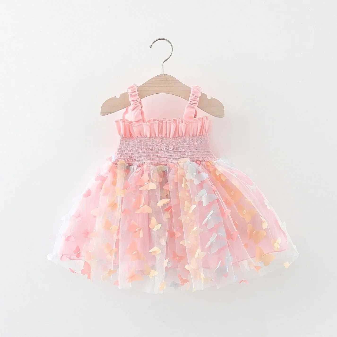 (0-3 Years Old) Baby Girl Dress Summer Mesh Bow Winged Princess Dress For Kids Girl Cute Flower Beautiful Beach Vacation Dress X2502201