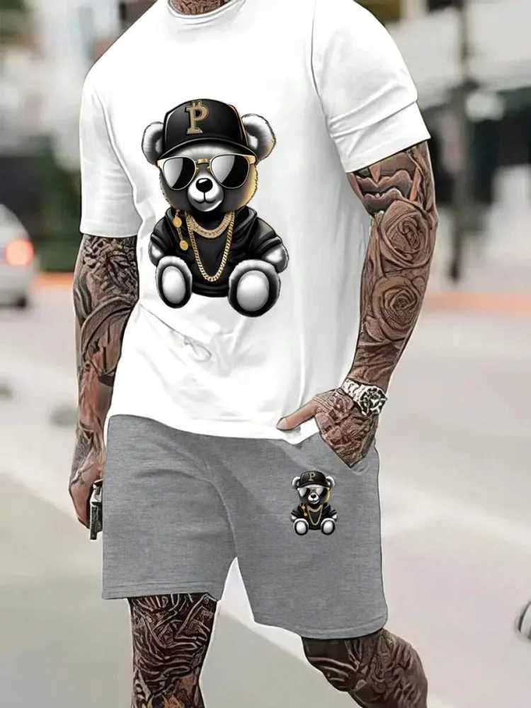 2024 New Summer Mens T-shirt and Shorts Set Outdoor Street Mens Fashion Short Sleeve Top Daily Casual Mens Shorts 3D Printed W250221