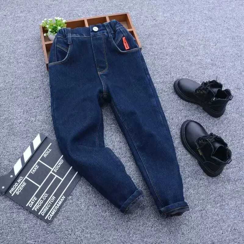 1-11 Yrs Boys Unisex Plus Fleece Winter Pants for Kids Baby Thickening Warm Soft for Boy Children Stretch Fleece Jeans Pants Z250220