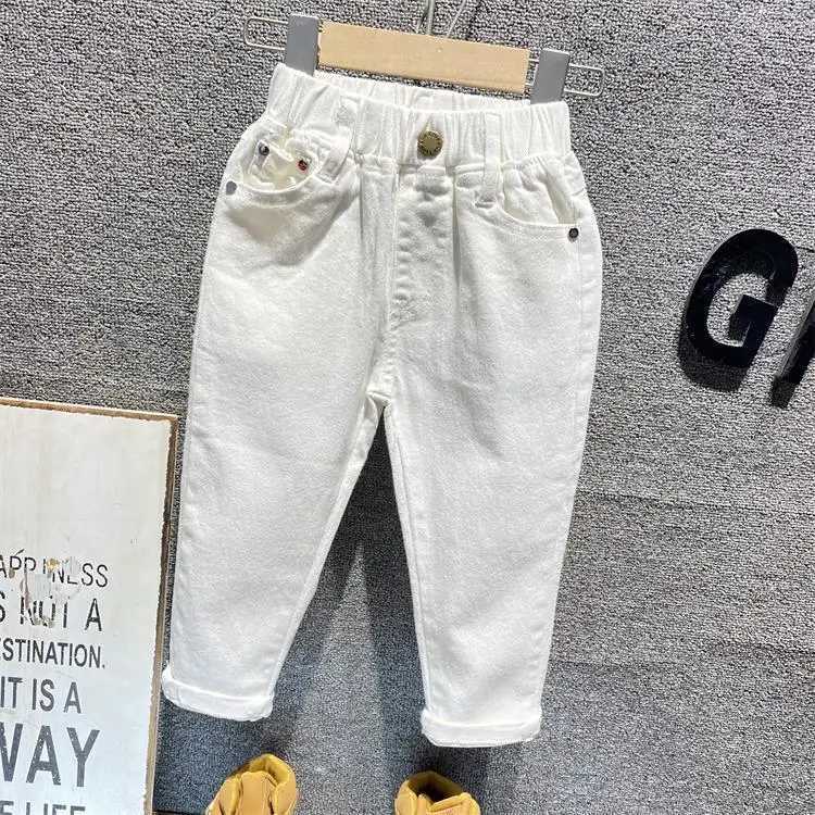 Childrens ripped pants Trouser baby boy jeans brand fashion autumn 3-8Y white children Trouser childrens clothing 2022 new 23 Z250220