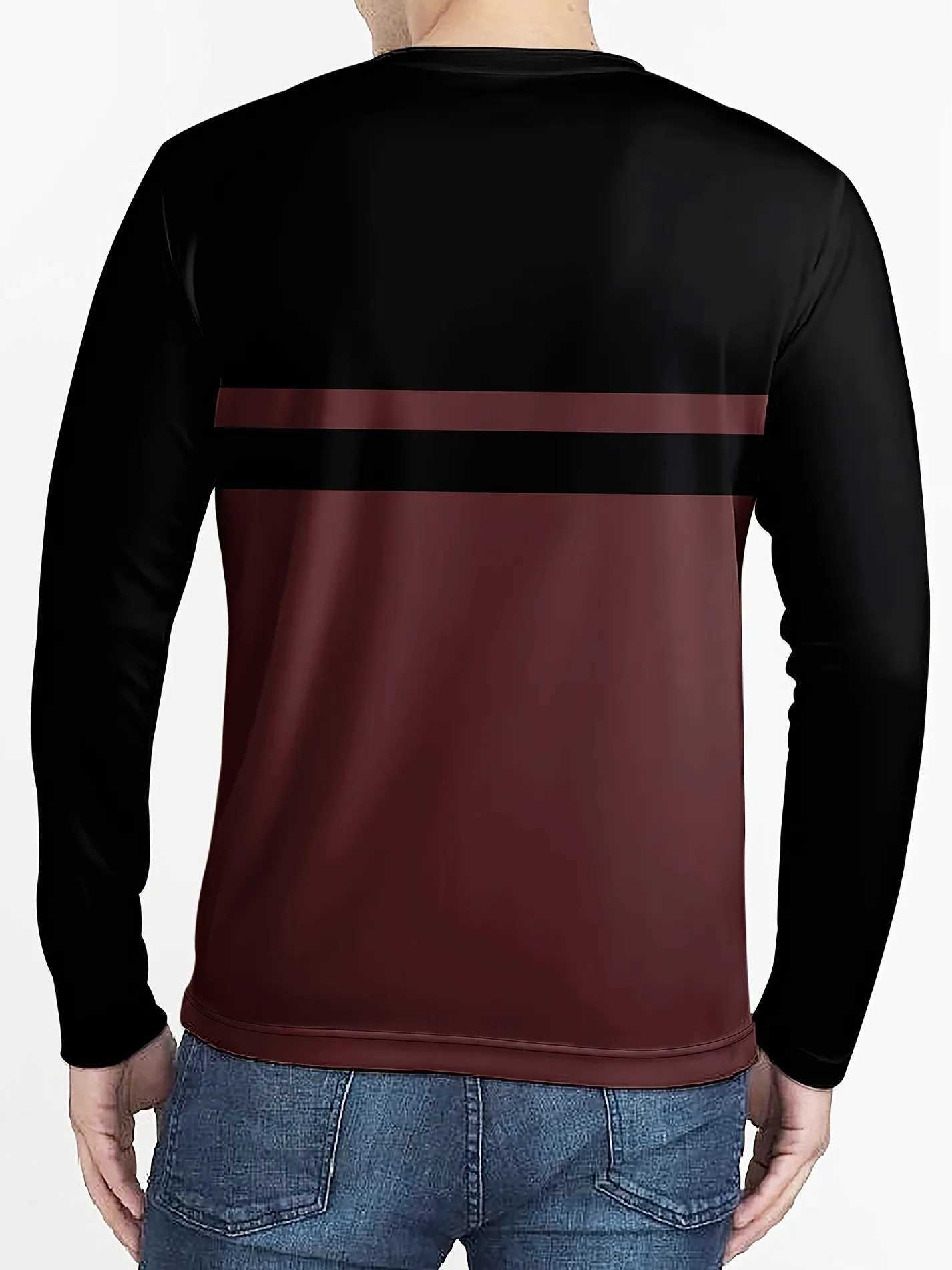 Milan Letter Print Mens Casual Fashion Long Sleeve T-Shirt Perfect for Spring and Fall Daily Outdoor Fashion Wear W250220