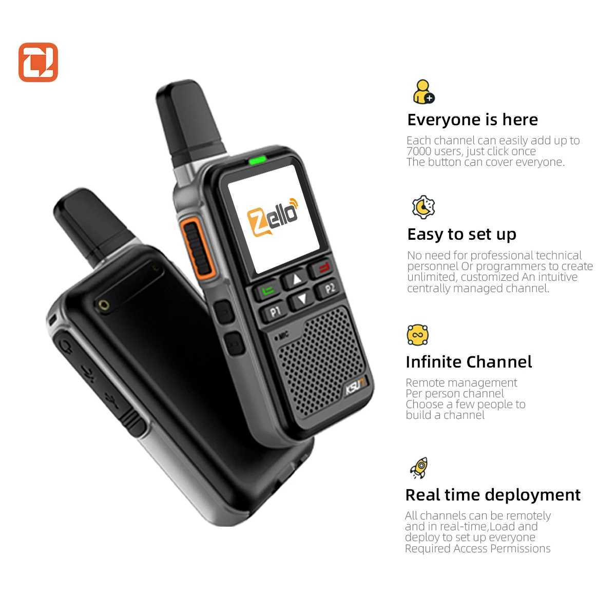 KSUN-ZL38 PTT Zello Walkie Talkie 4g Sim Card WiFi Network Cell Phone Ra Long Range 100 Miles GPS Professional Walkie Talkie Z250221