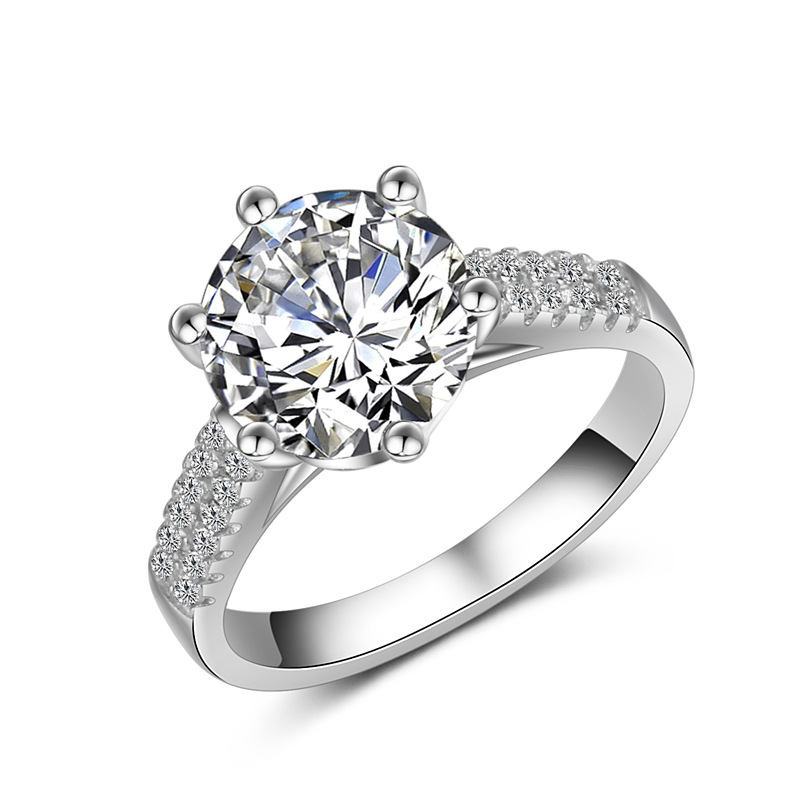 3CT Stunning Moissanite Diamond Wedding Rings Luxury Jewelry Classical Six Claw Real 100% 925 Sterling Silver Party Eternity Women Bride Ring For Love
