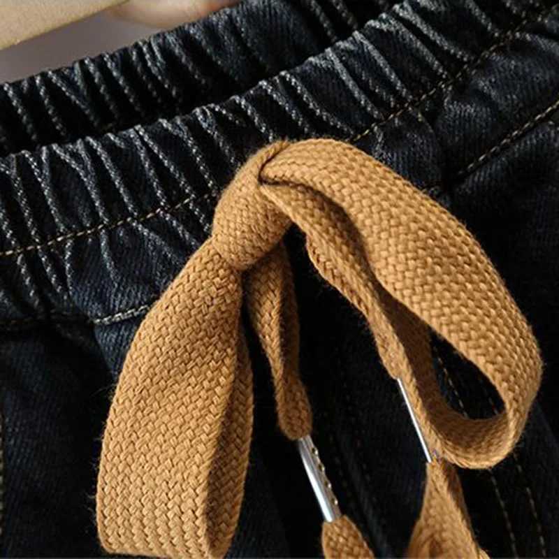 Boys Velvet Lined Jeans Jogger Pants Winter Warm Elastic High Waist Kids Vaqueros Pants Thick Plush Child Denim Harem Pants Z250220