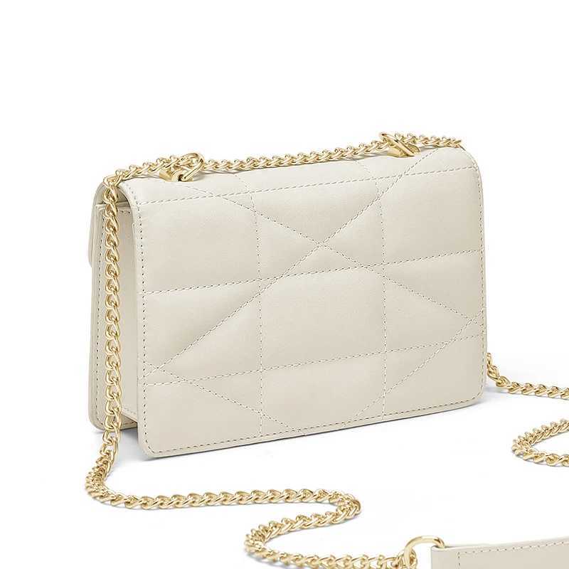 Leather Shoulder Bag for Women Crossbody Bag with metal strap White Color Z250220