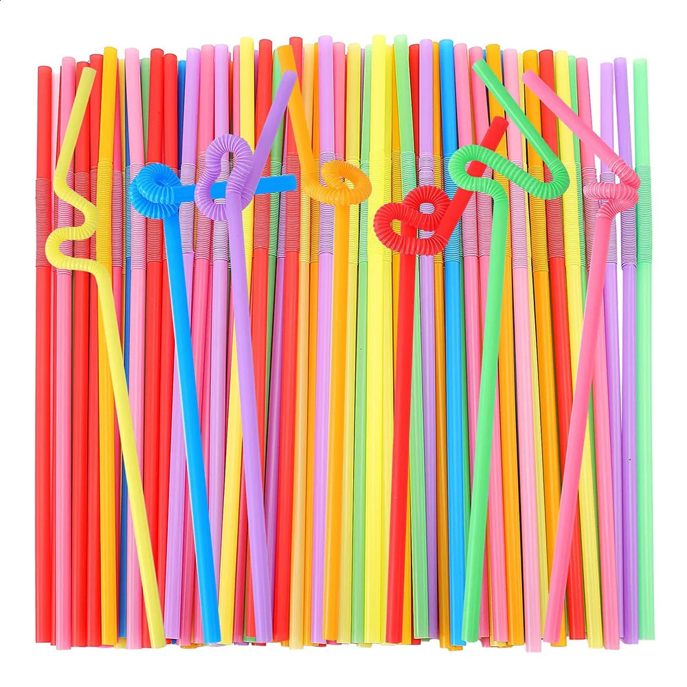 50-1000Pcs Foldable Multicolor Drinking Straws Pajitas Plastique Beverage Straw For Party Bar Wedding Kitchen Home Accessories 250217