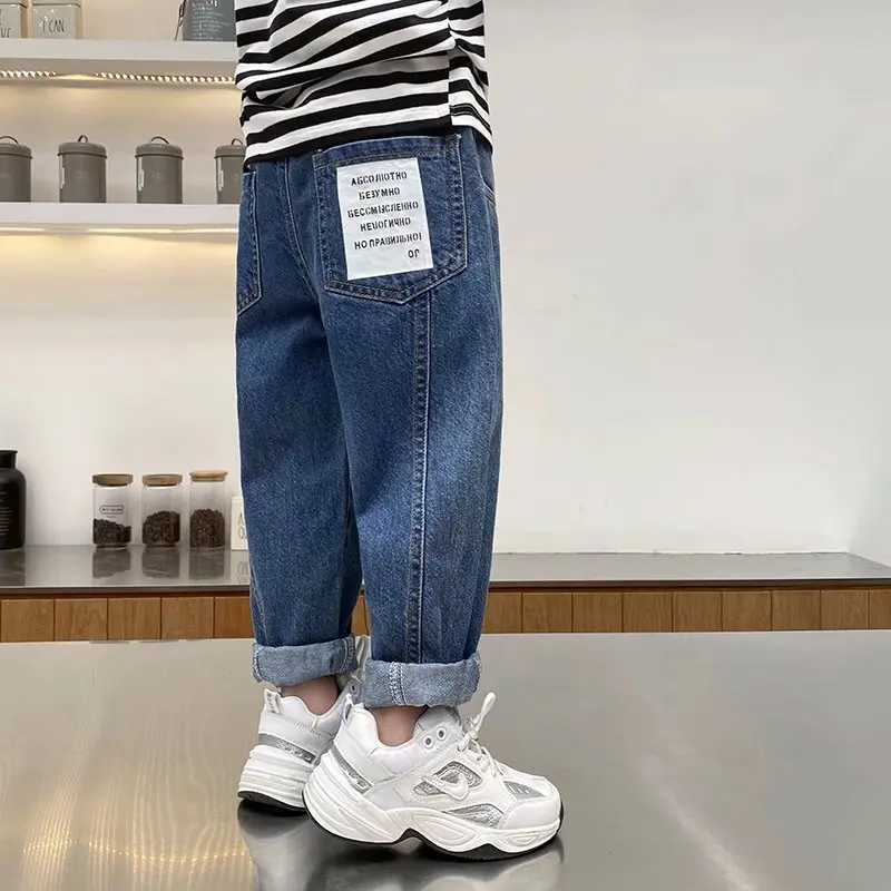 New Boys Girls Cool Jeans Spring And Autumn Trousers Korea Sle Concise Casual Loose Pants Childrens Clothing Summer Pants Z250220