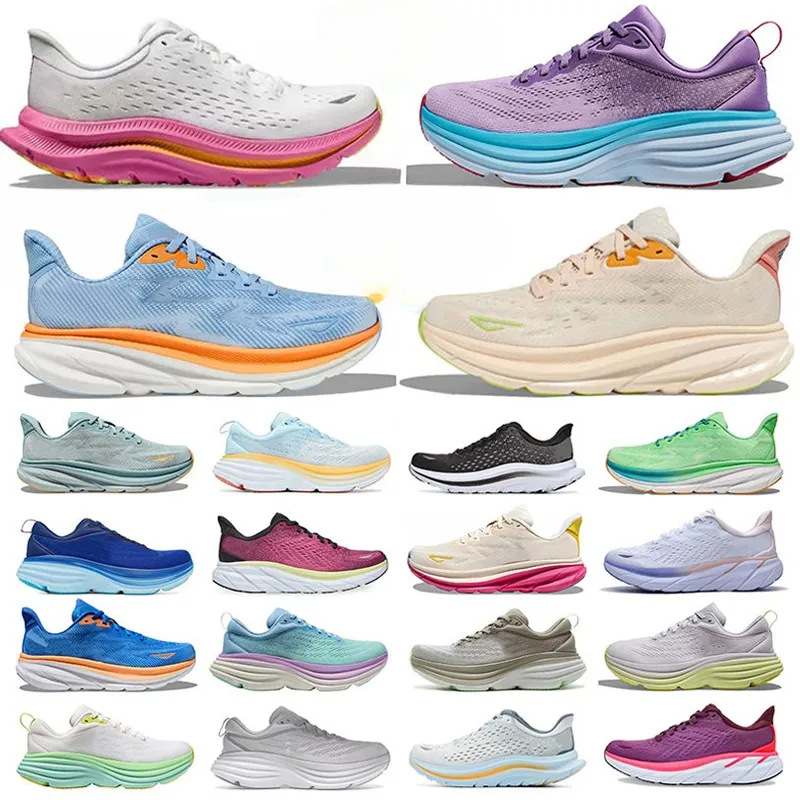 Kawana Pink Designer Shoes Bondi 8 One Clifton 8 Clifton 9 Womens Mens Trainers Black White Movement Ultra Free People Seaweed Sneakers Woman Man Big Size Us 12 13 47