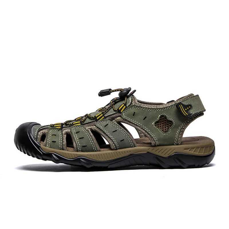 New Arrival Mens Sandals Summer Genuine Leather Toe-Cap Sandals Casual Breathable Outdoor Roman Shoes Free Delivery Shipping Shoes Men Slides T250220