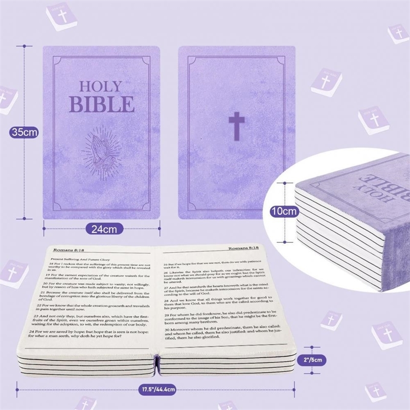 Book shaped pillow istic Bible plush book throw pad durable skin friendly Christian home accent sofa decoration 250109