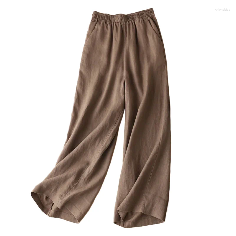 Women's Pants Casual Women Summer Loose Cotton Linen Wide Leg Korean Style Solid Color Trousers Woman