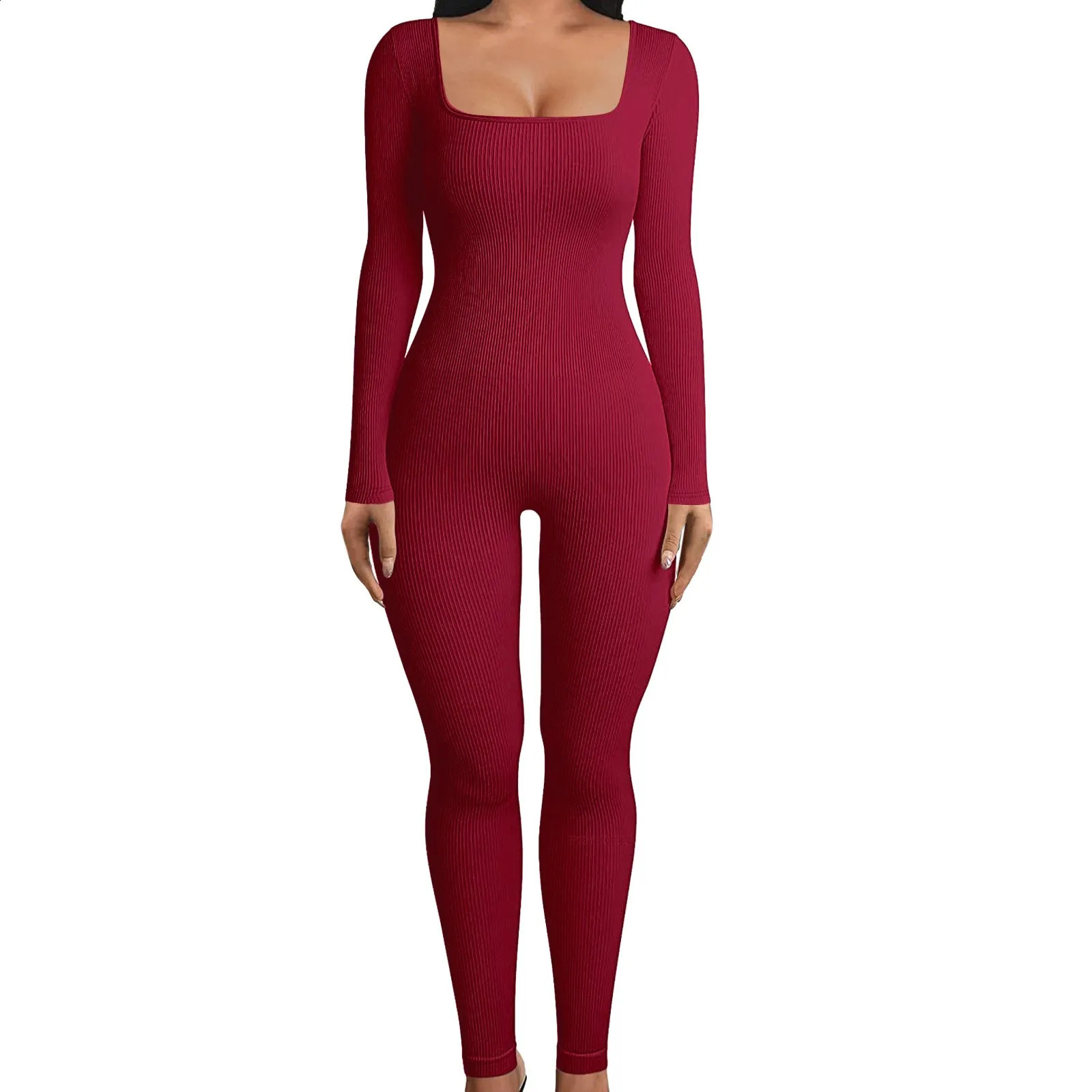 Womens Sexy Jumpsuit Casual Overalls Long Sleeve Full Body Female Bodycon Rompers Fashion Solid Baggy Rompers 250220
