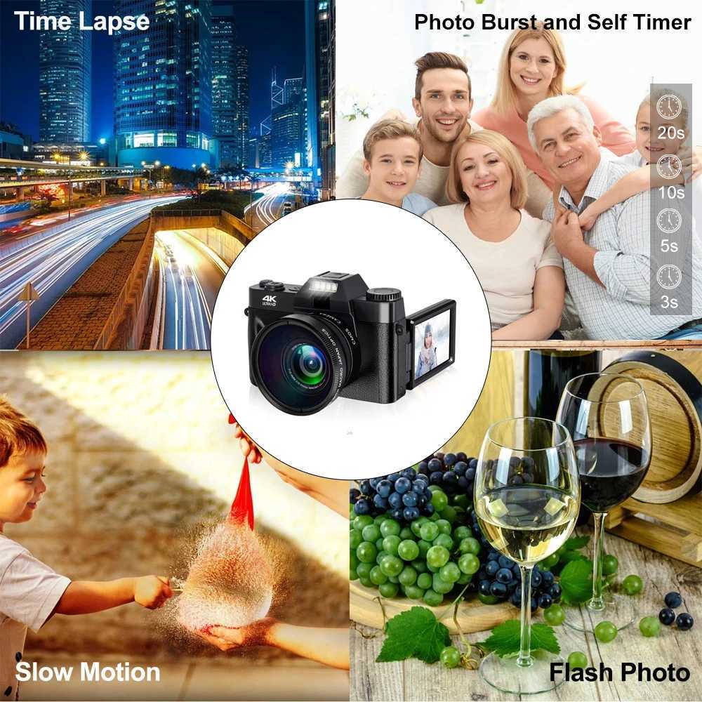 Digital Camera 4K 48MP WIFI 16X Digital Zoom Camcorder 3 Inch Flip Screen Recorder Web Cam Vintage Vlog Video Recorder YouTube Z250220