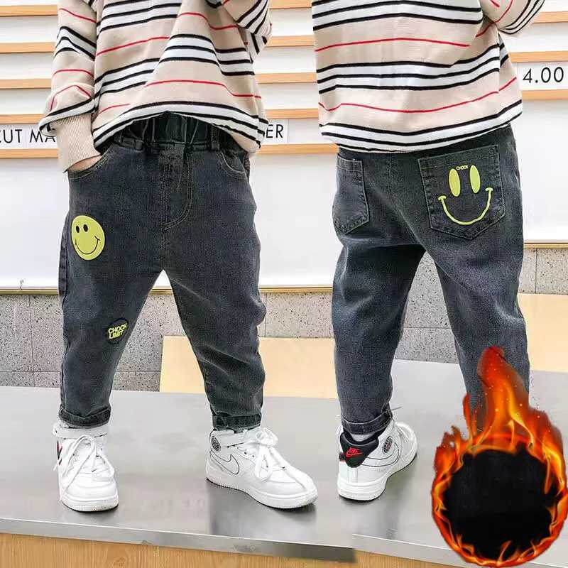 Winter baby jeans 2-6 year old childrens thick and loose Trouser boys elastic warm pants autumn fashion childrens wool jeans Z250220