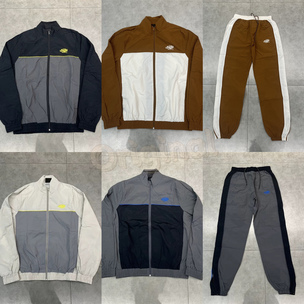 Mens tracksuits SynaWords Windbreaker Jackets high Street Hip Hop Embroidery Color blocked Stand up Collar Zipper Jacket Sport Sweatshirt Trousers sets tops a8