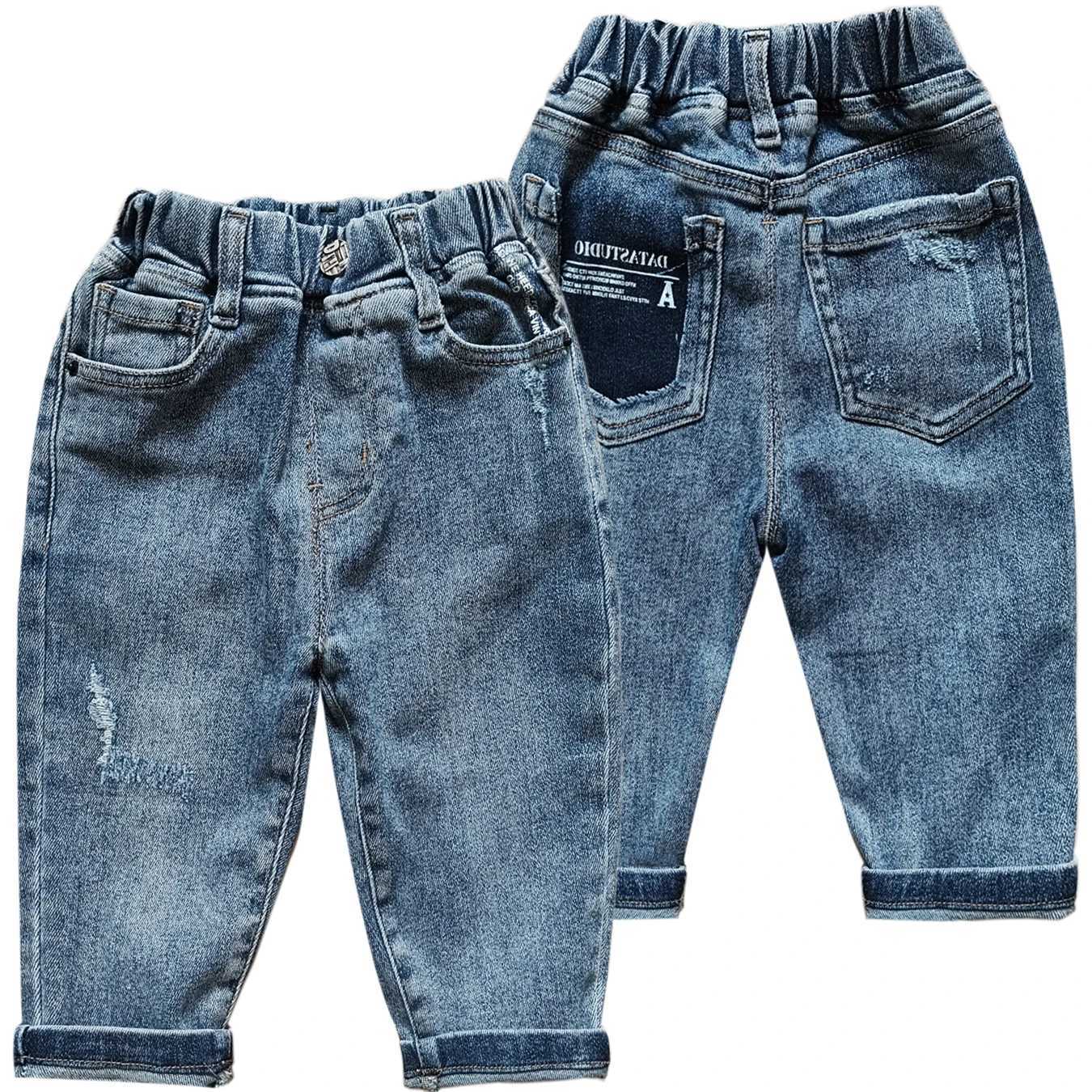 5113 12M-3Y suitable for strong baby jeans loose casual jeans elastic waist torn in spring and autumn Z250220