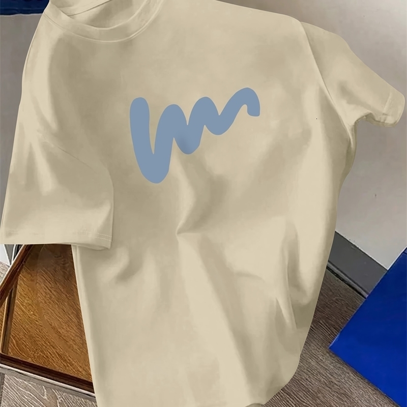 Summer mens 100 polyester comfortable casual loose creative pattern printed sports round neck short sleeved Tshirt 250213