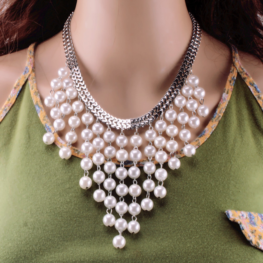 Retro new fashion temperament pearl sweater chain female Japan and South Korea personalized net red with the same paragraph hundred with pearl necklac