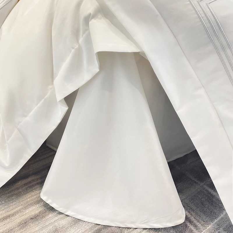 100%Cotton Bedding Set Home Textile Three Lines Embroidery Luxurious Pillowcase Sheet Quilt Cover Twin/Queen/Single BedXJ250220